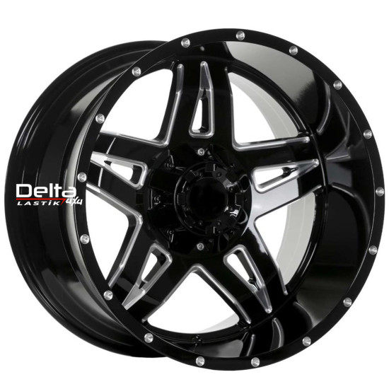 20X12 6X139,7 ET -44 CB 110 GLOSSY BLACK+MILING