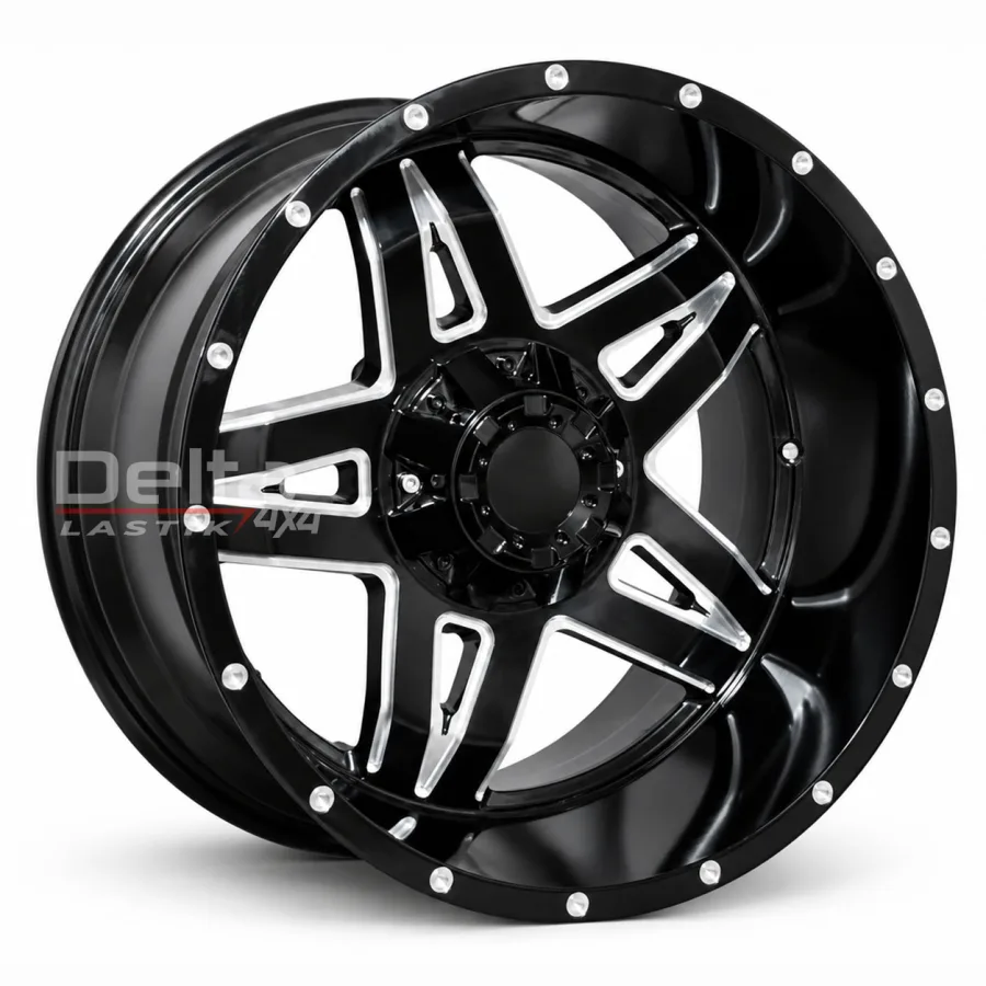 20X12 6X139,7 ET -44 CB 110 GLOSSY BLACK+MILING